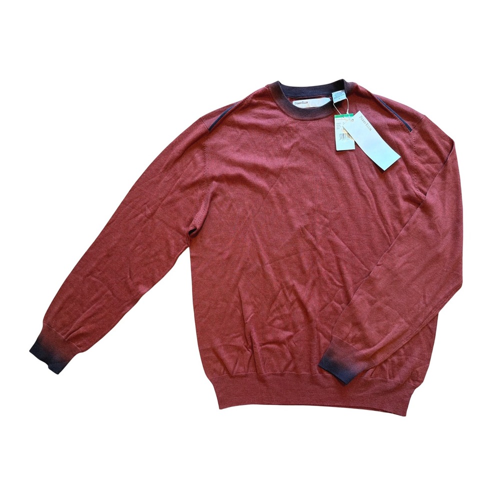 NEW Perry Ellis Principles Silk Cotton Wool Ombre Sweater Rustic Red Mens Large